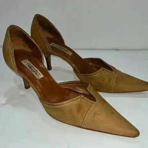 Sebastian Milano suede pointy toe slide on heels